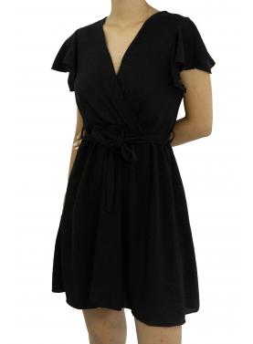 Vestito corto con fiocco scollo a V
